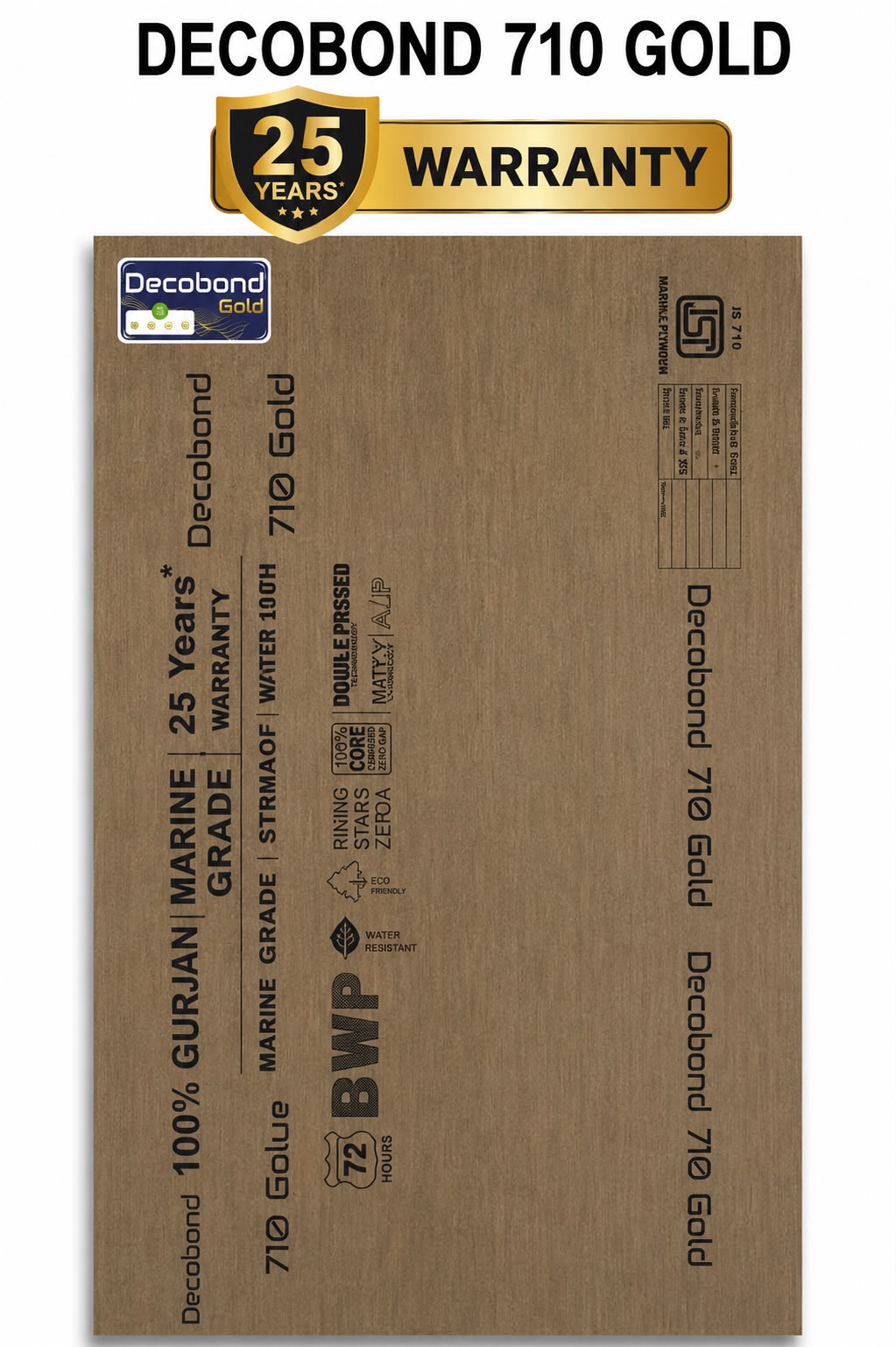 Decobond 710 Gold plywood — 25 Years Warranty