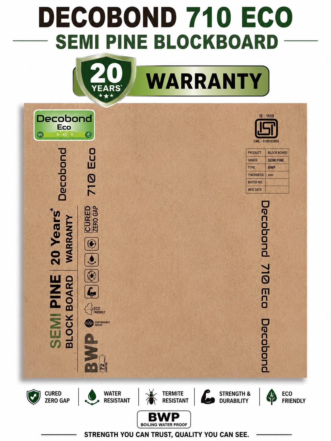 Decobond 710 Eco plywood — Semi Pine • 20 Years Warranty