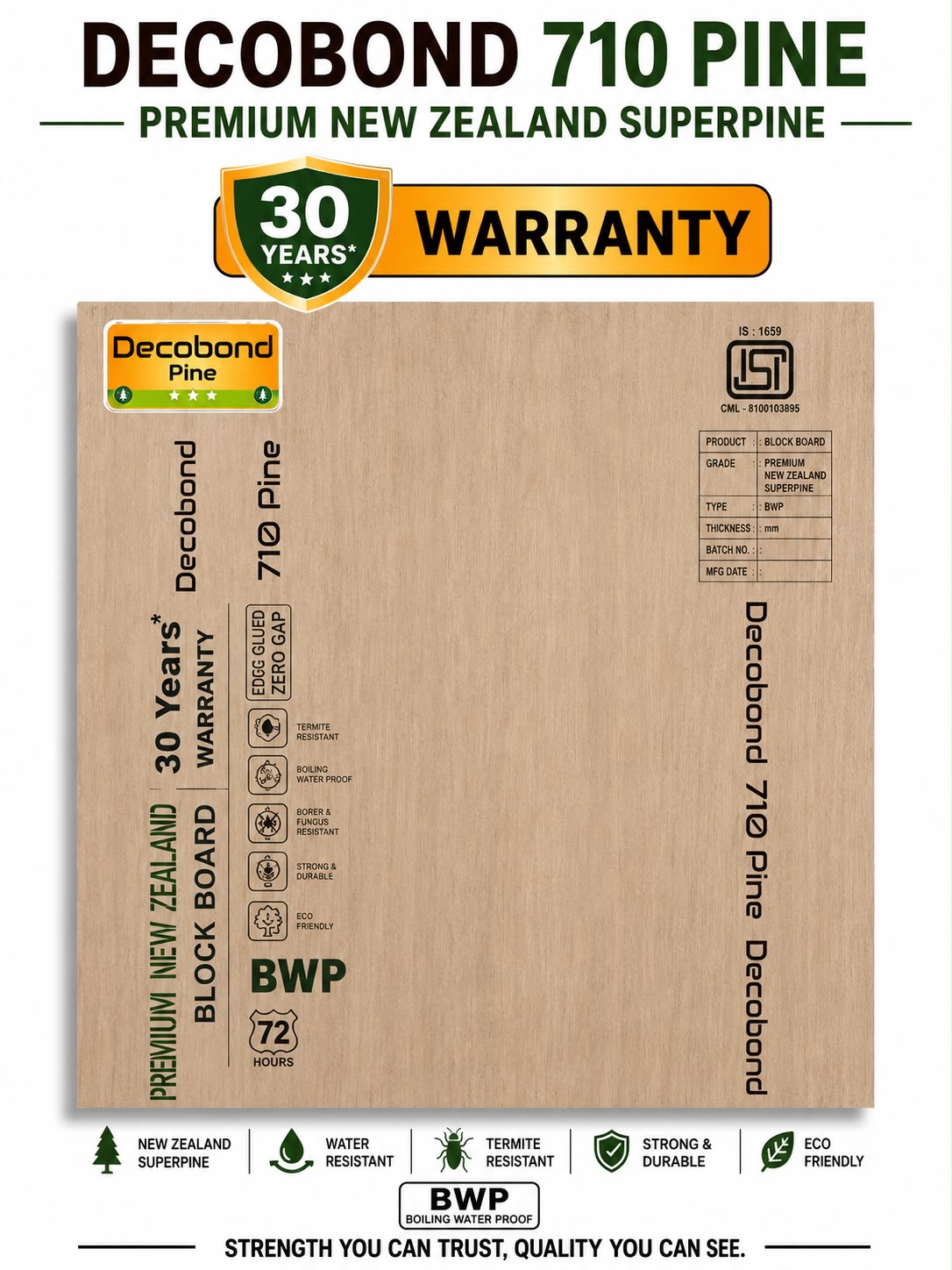 Decobond 710 Pine plywood — Premium New Zealand Pine • 30 Years Warranty
