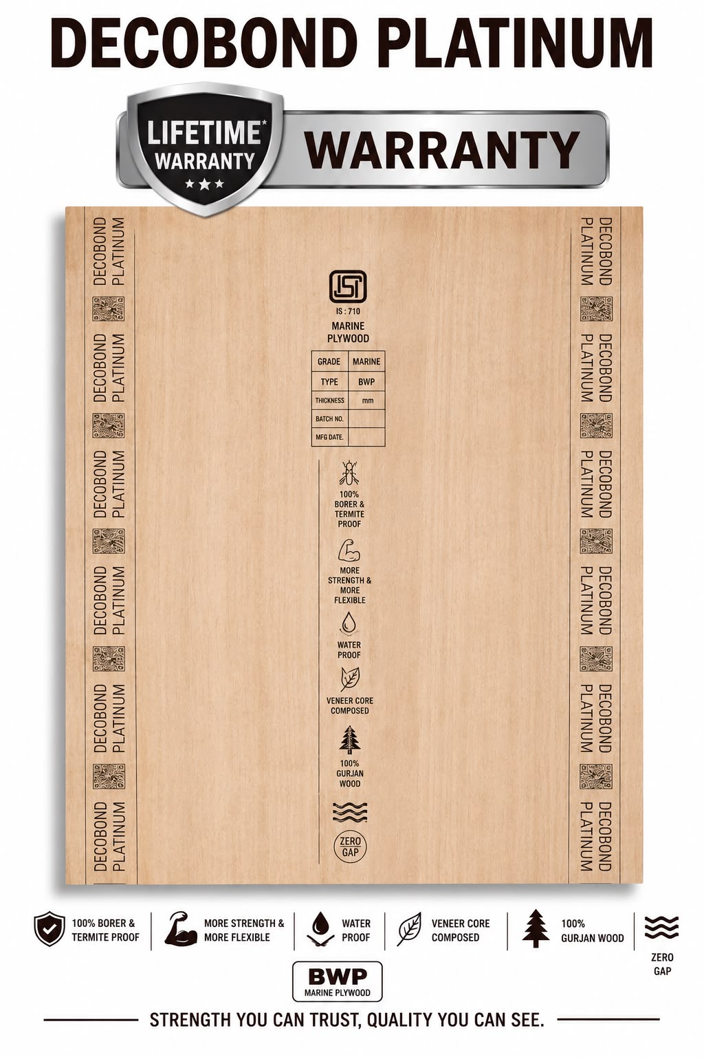 Decobond Platinum plywood — Lifetime Warranty