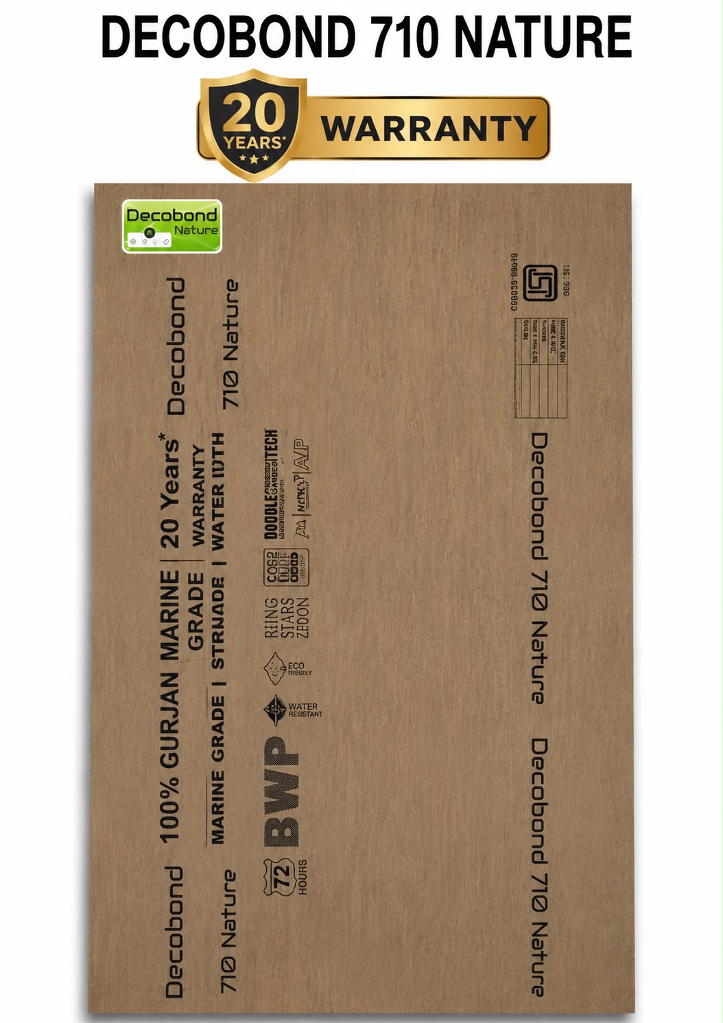 Decobond 710 Nature plywood — 20 Years Warranty